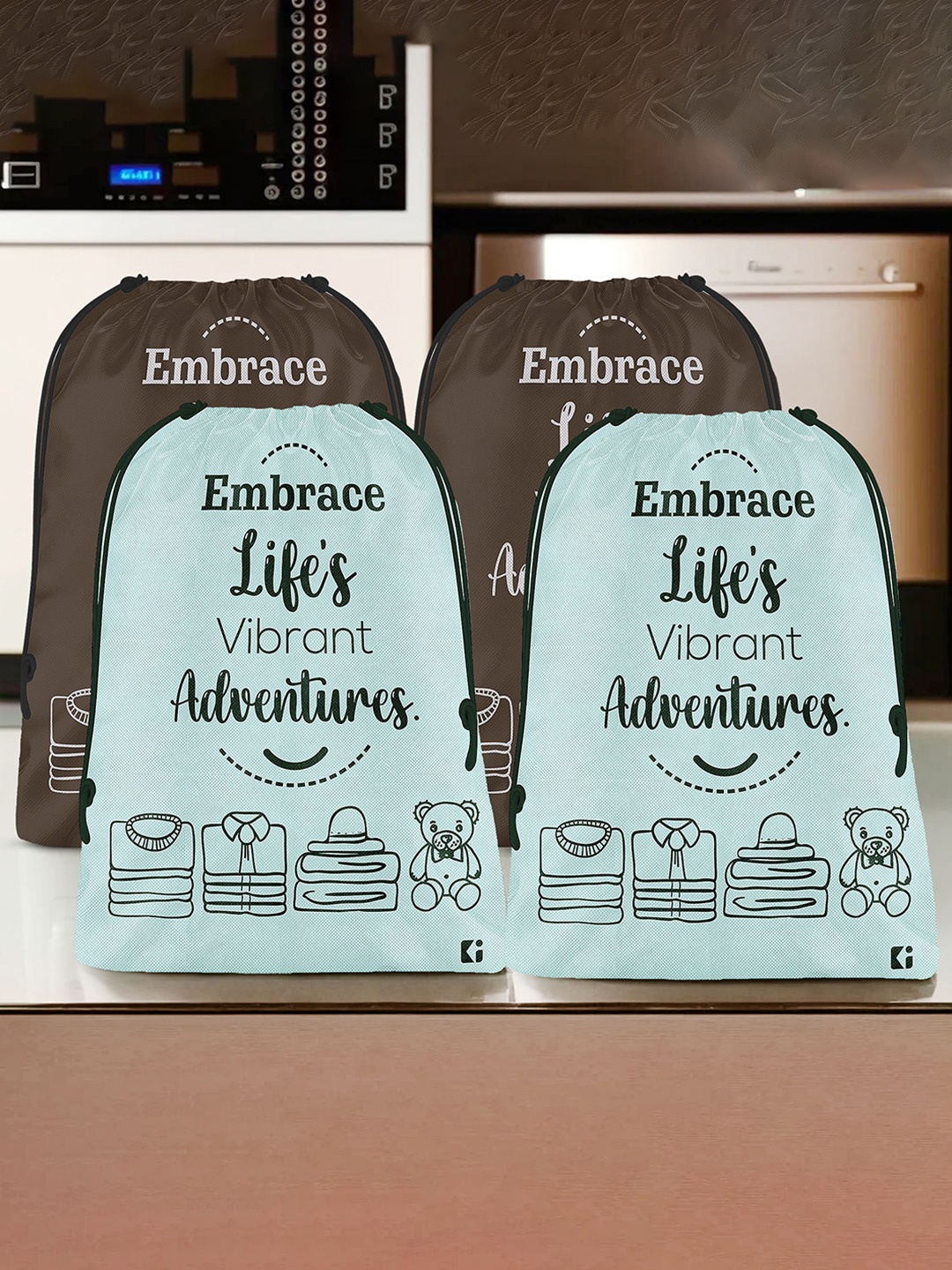 

Kuber Industries Grey 4 Pieces Printed Multi-Utility Organisers