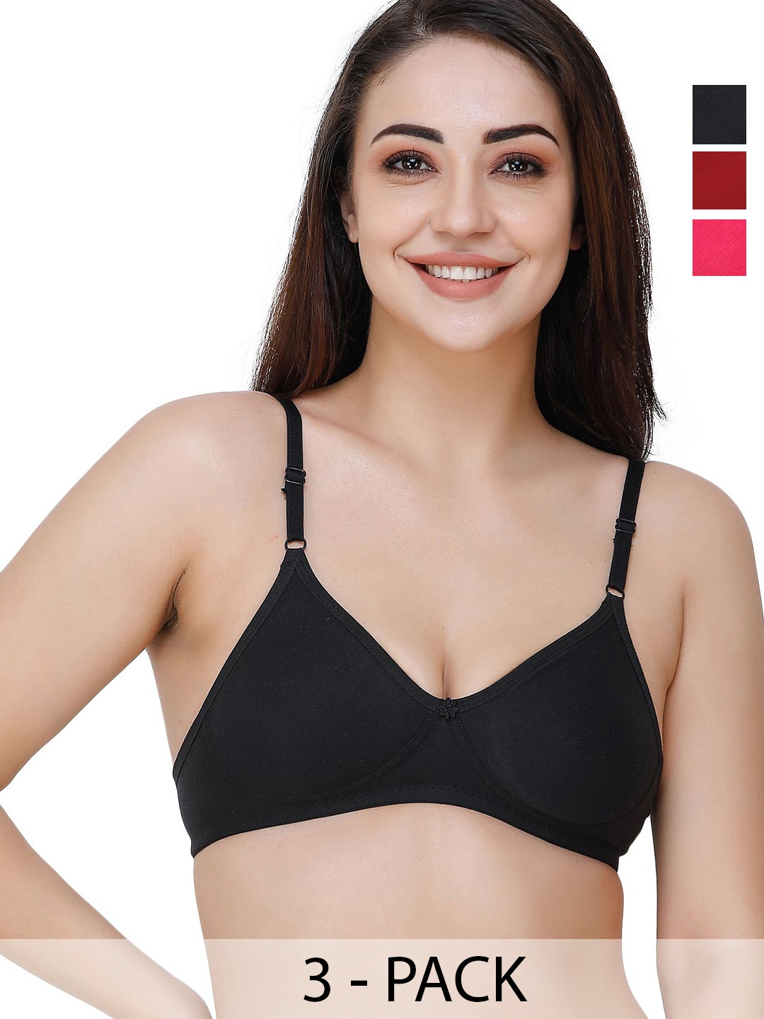 

Docare Pack Of 3 Full Coverage All Day Comfort T-Shirt Bra, Black