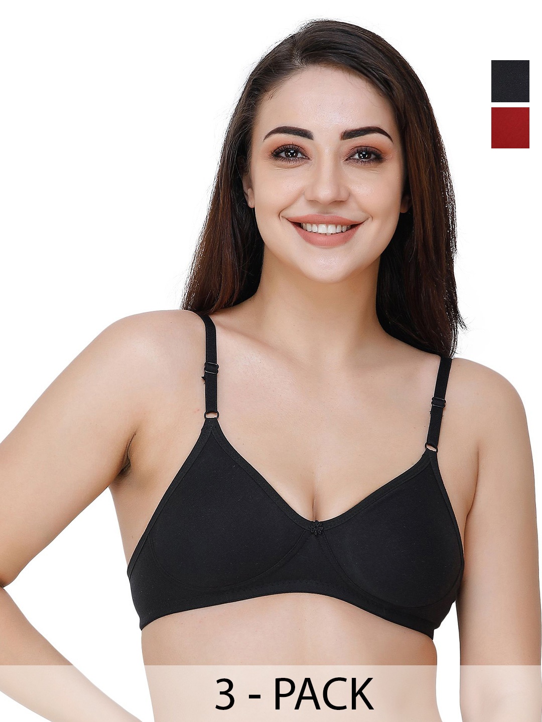 

Docare Pack Of 2 Full Coverage Seamless Non Padded T Shirt Bra All Day Comfort, Black