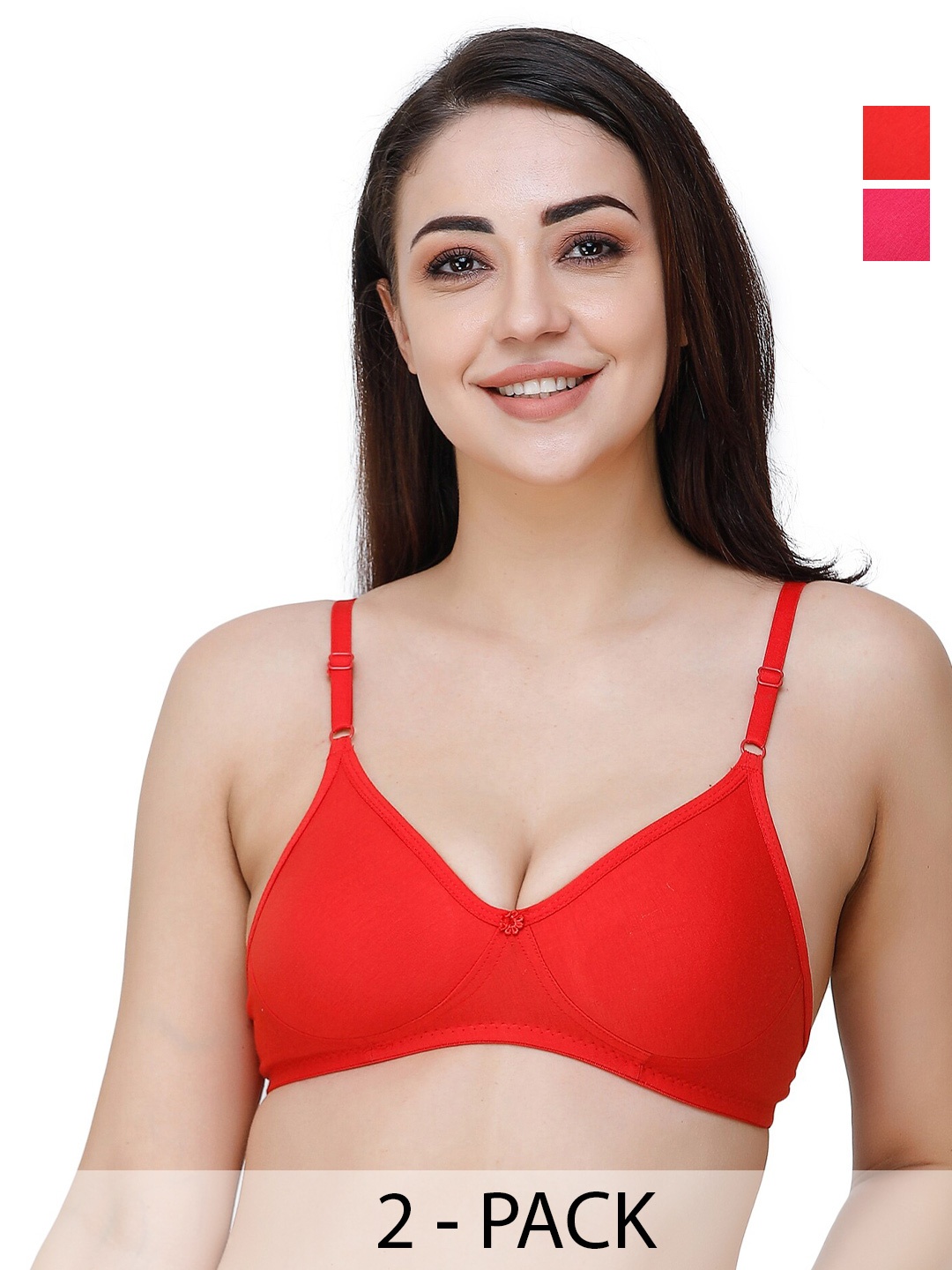 

Docare Pack Of 2 Full Coverage Seamless Non Padded T Shirt Bra All Day Comfort, Pink