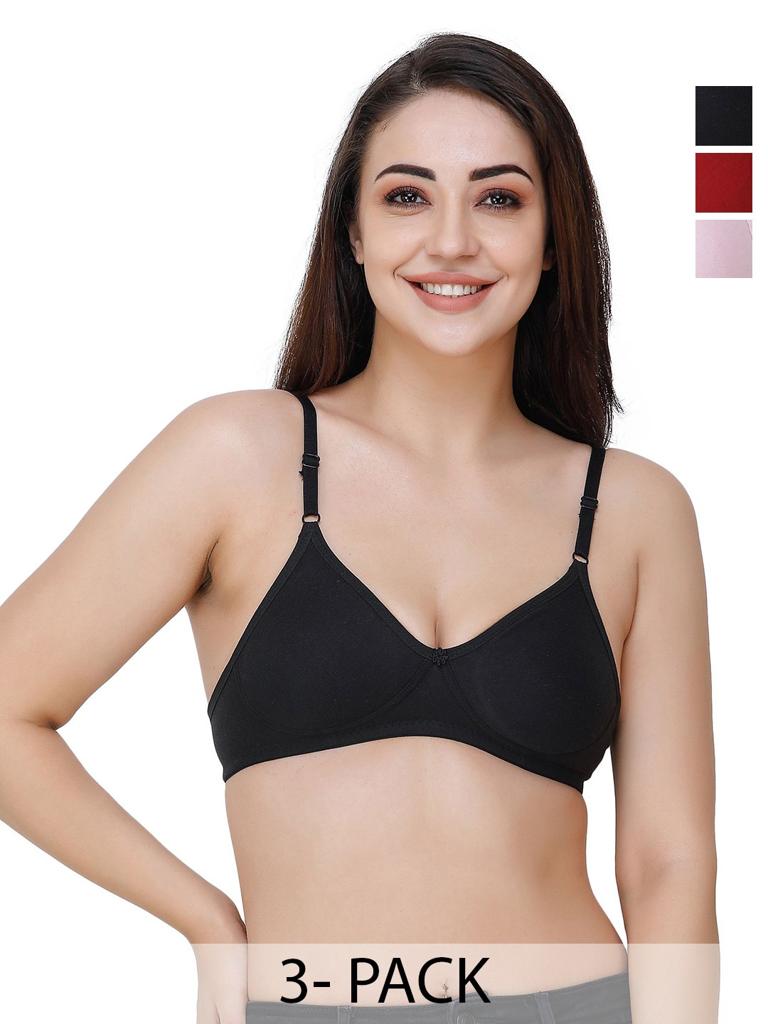 

Docare Pack Of 3 Full Coverage All Day Comfort T-Shirt Bra, Maroon