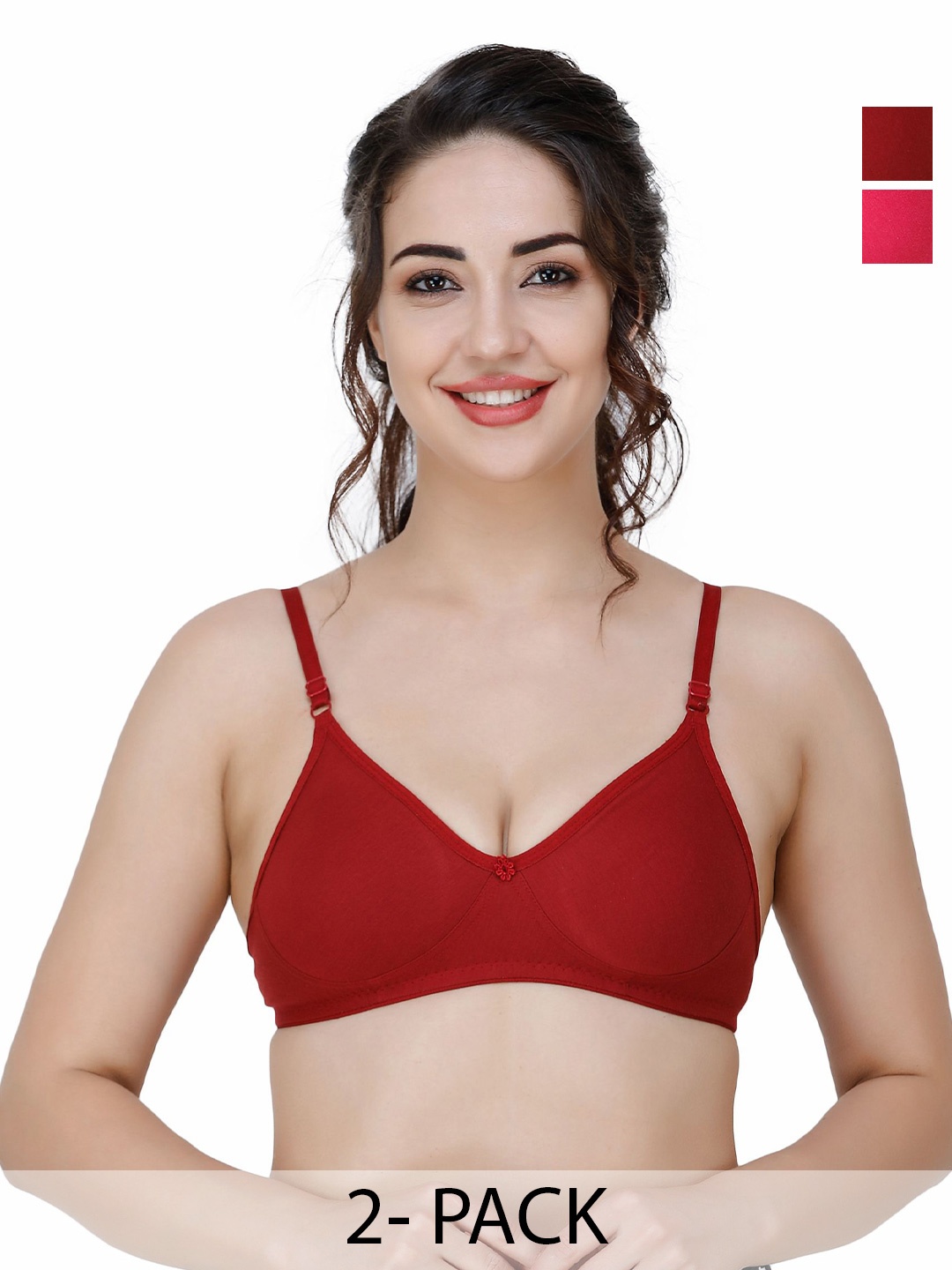 

Docare Pack Of 2 Full Coverage All Day Comfort T-Shirt Bra, Maroon