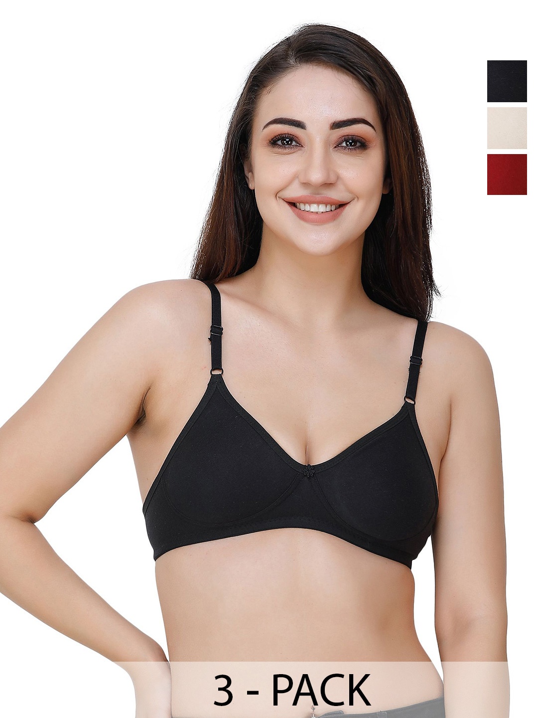 

Docare Pack Of 3 Full Coverage Non Padded Seamless T-shirt Bra With All Day Comfort, Beige
