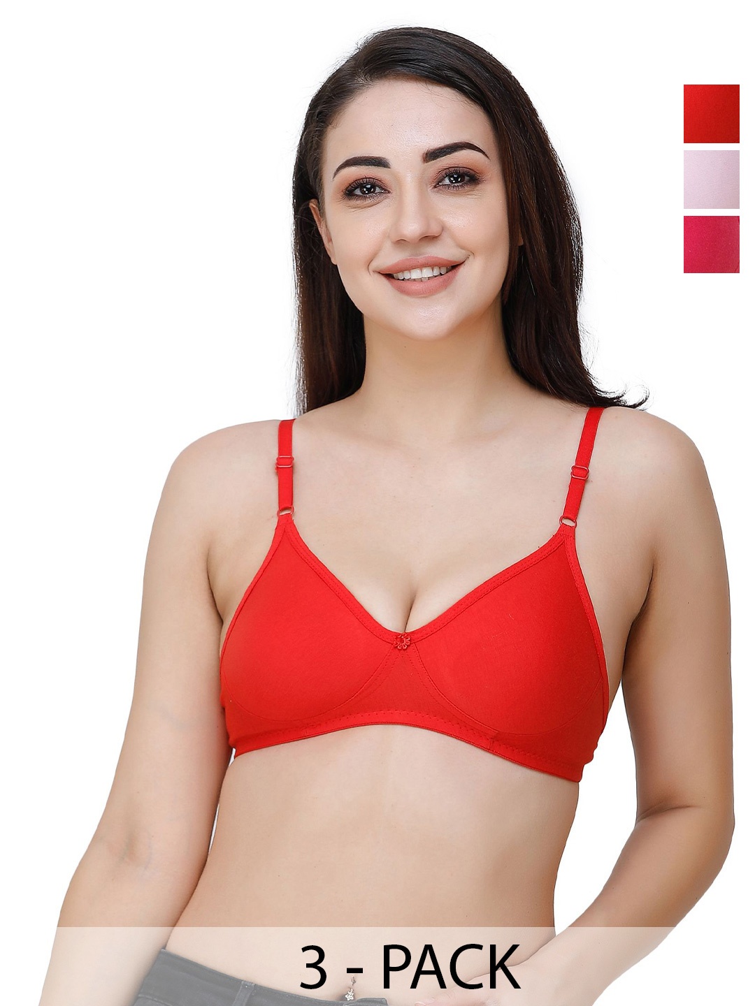 

Docare Pack Of 3 Full Coverage All Day Comfort T-Shirt Bra, Pink