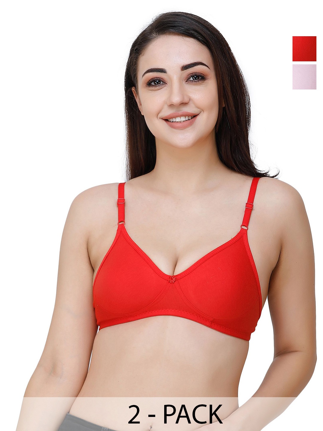 

Docare Pack Of 2 Full Coverage All Day Comfort T-Shirt Bra, Red