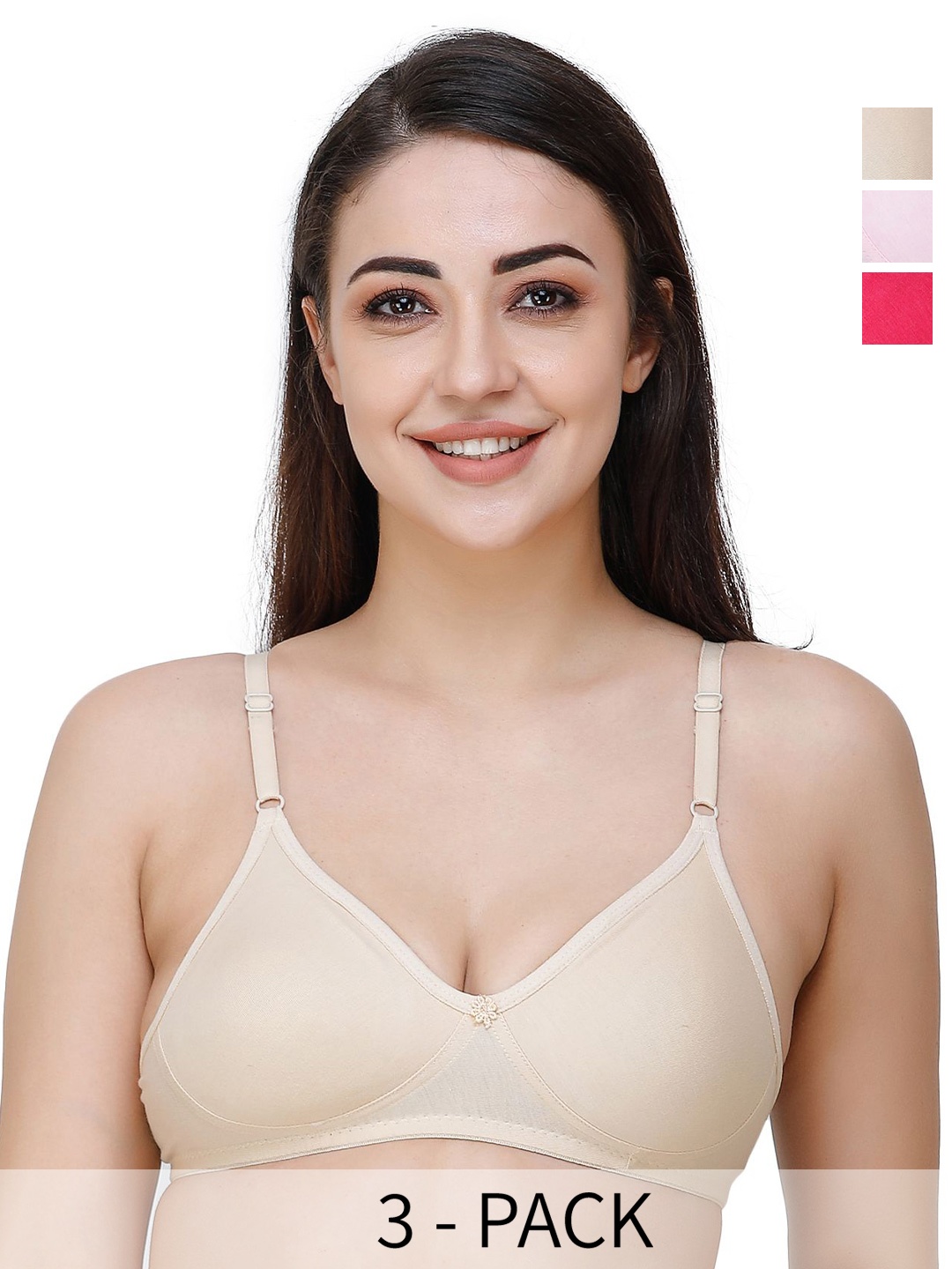 

Docare Pack of 3 Full Coverage T-shirt Bras with All Day Comfort, Beige