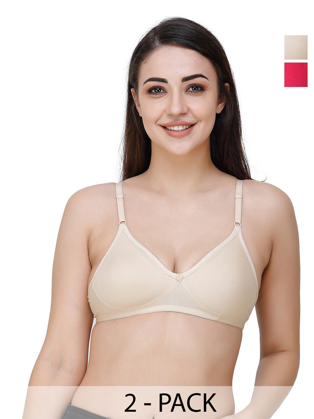 

Docare Pack Of 2 Full Coverage All Day Comfort T-Shirt Bra, Beige