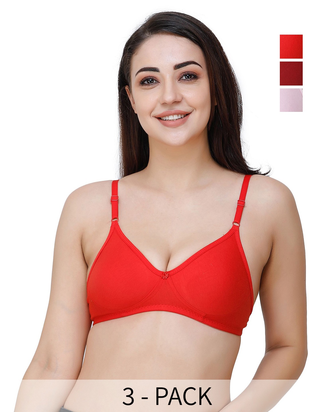 

Docare Pack Of 3 Full Coverage All Day Comfort T-Shirt Bra, Maroon
