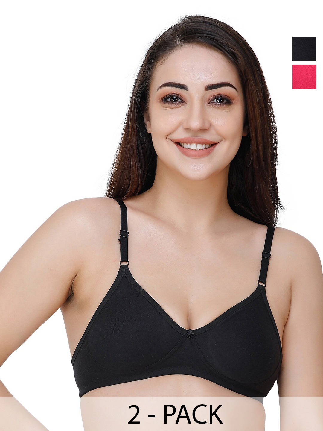 

Docare Pack of 2 Full Coverage T-shirt Bras with All Day Comfort, Black