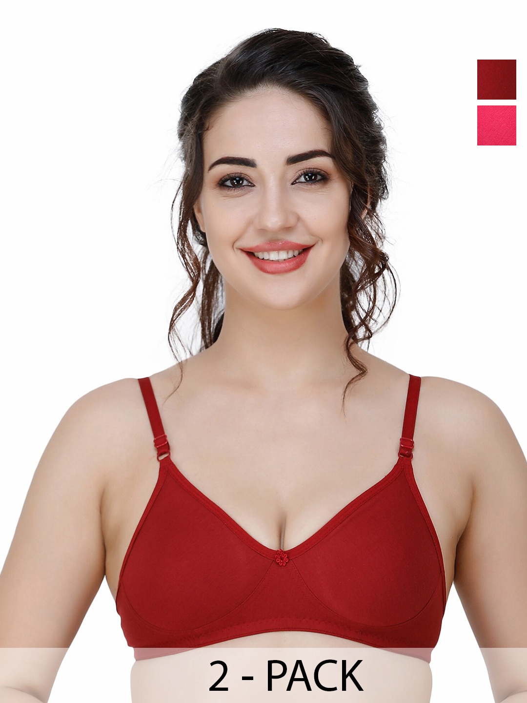 

Docare Pack of 2 Full Coverage T-shirt Bras with All Day Comfort, Maroon