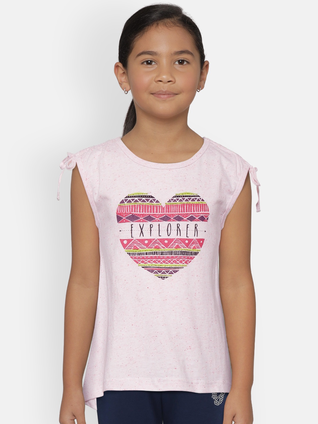 

Palm Tree Girls Pink Printed High-Low Pure Cotton Top