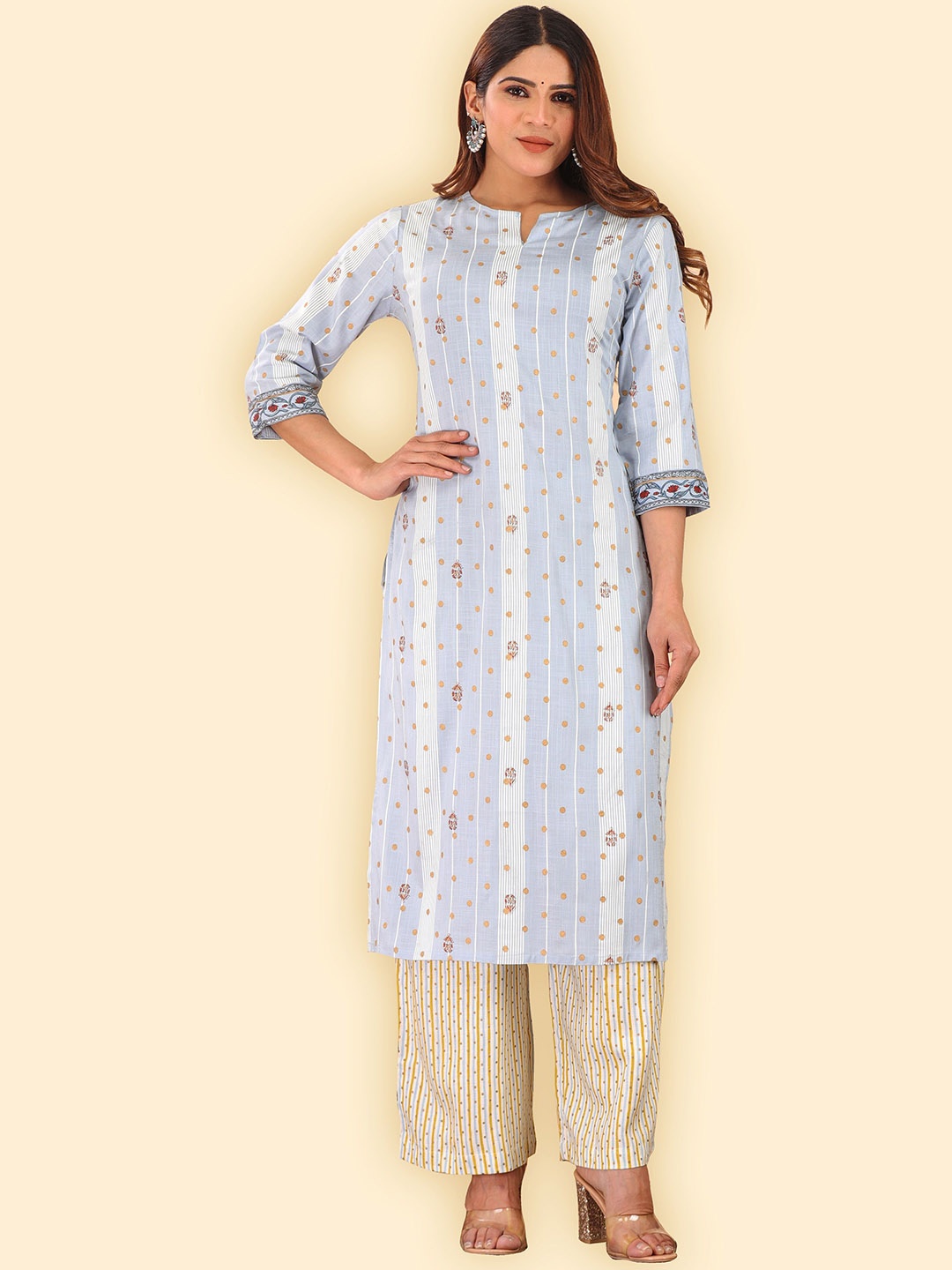 

HERE&NOW Paisley Embroidered Straight Kurta, Blue