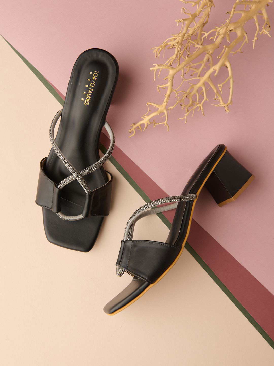 

Tokyo Talkies Black Square Toe Block Heels