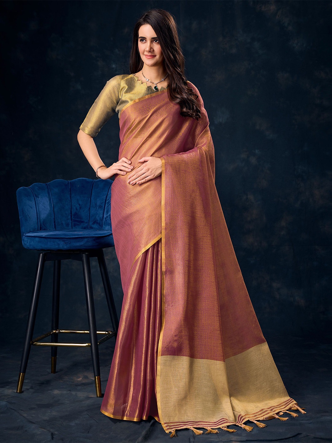 

Mitera Tissue Saree, Maroon