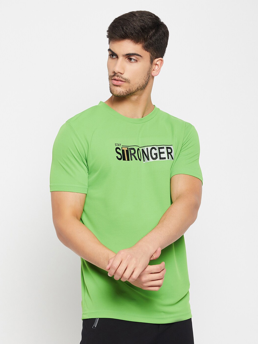 

PERFKT-U Men Typography Printed Round Neck T-shirt, Green