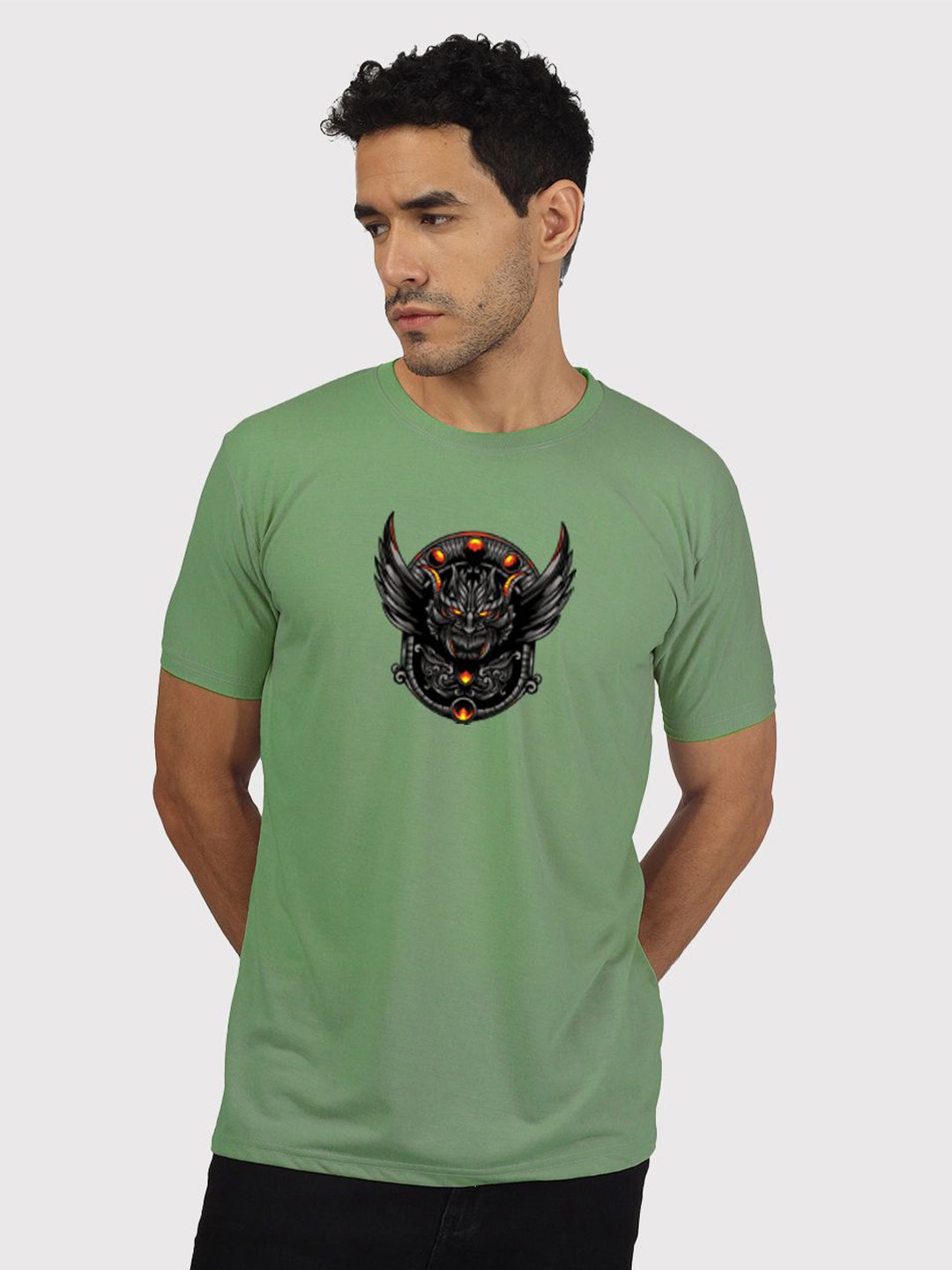 

Greylongg Graphic Printed Round Neck Cotton Regular T-shirt, Green