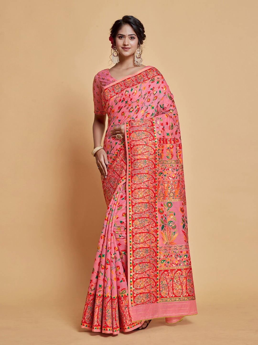 

Pionex Woven Design Zari Banarasi Saree, Pink