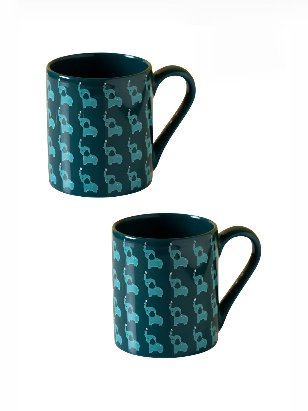 

CLAY CRAFT Teal & Blue 2 Pieces Printed Ceramic Glossy Mugs 350 ml Each