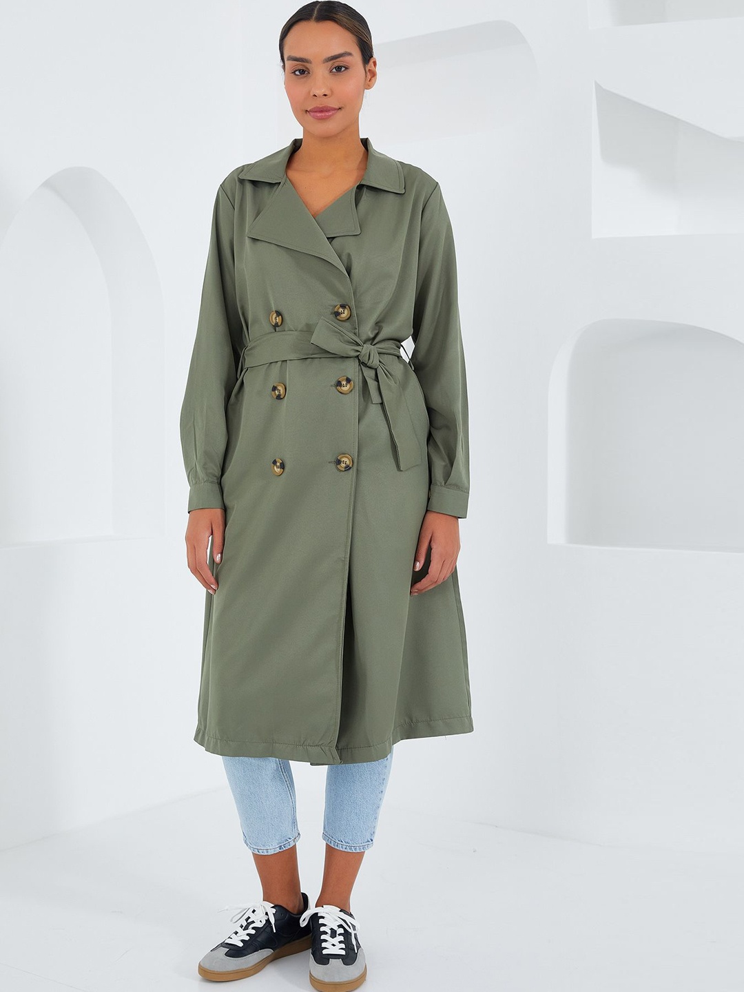 

BIGDART Solid Single-Breasted Overcoat, Khaki
