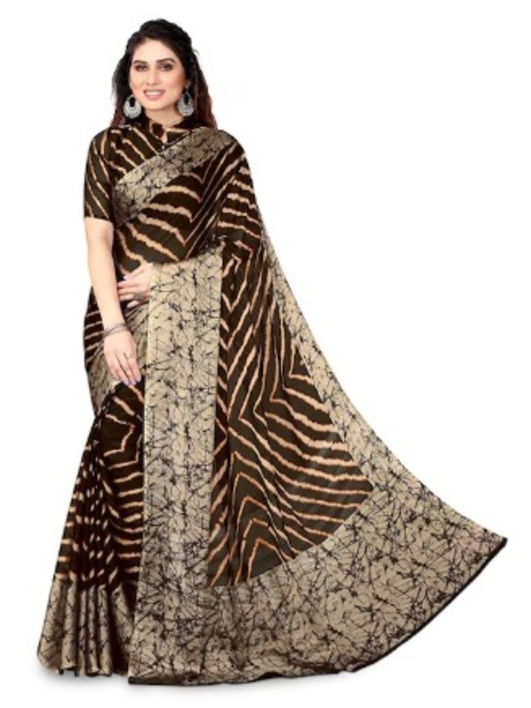 

Rujave Leheriya Brasso Leheriya Saree, Black