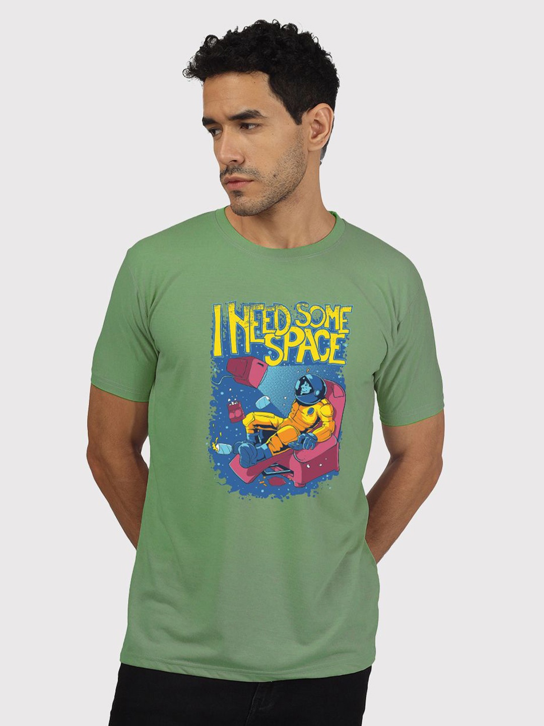 

Greylongg Men Graphic Printed Round Neck T-shirt, Green