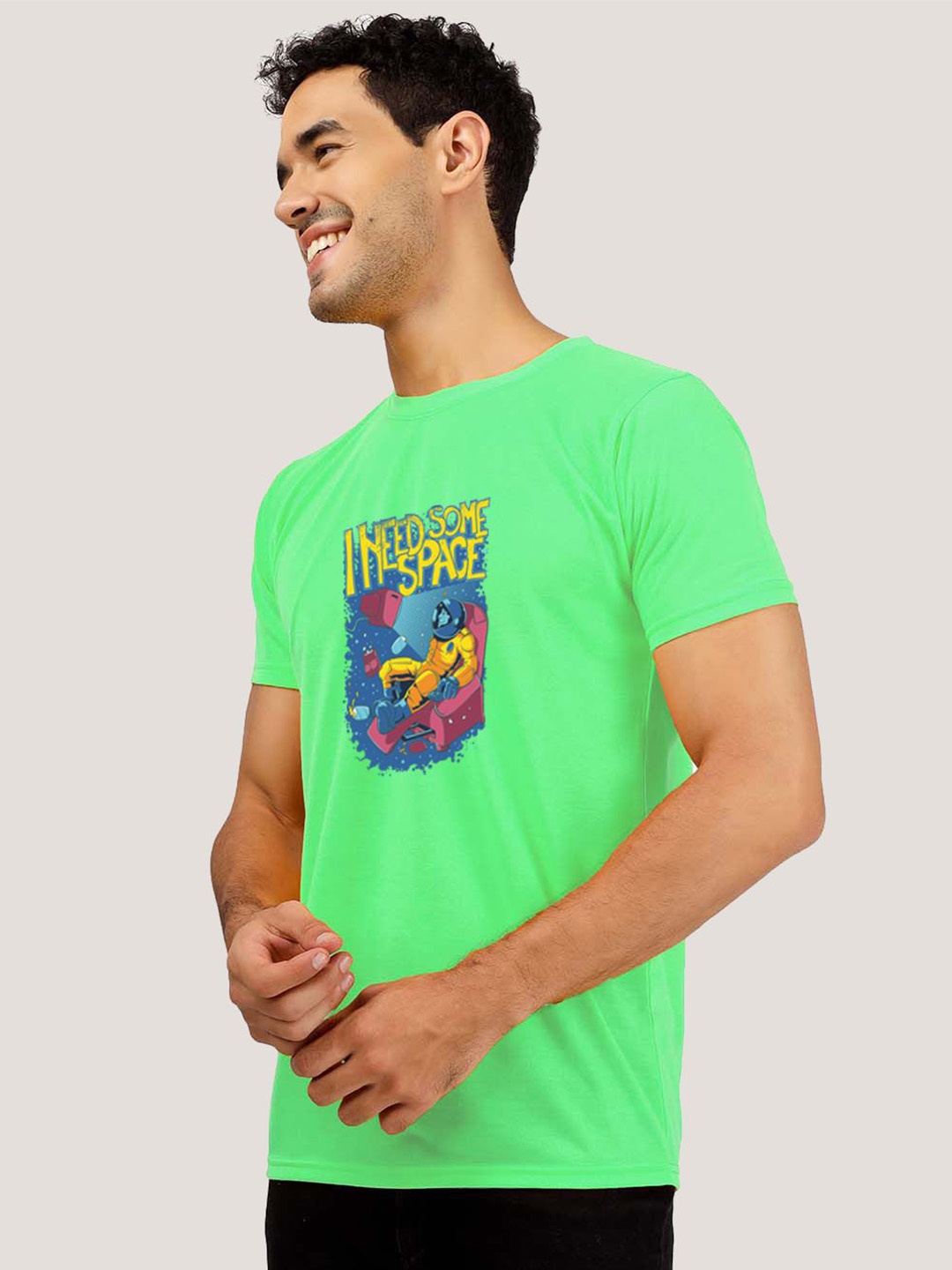 

Greylongg Graphic Printed Round Neck Regular T-shirt, Green