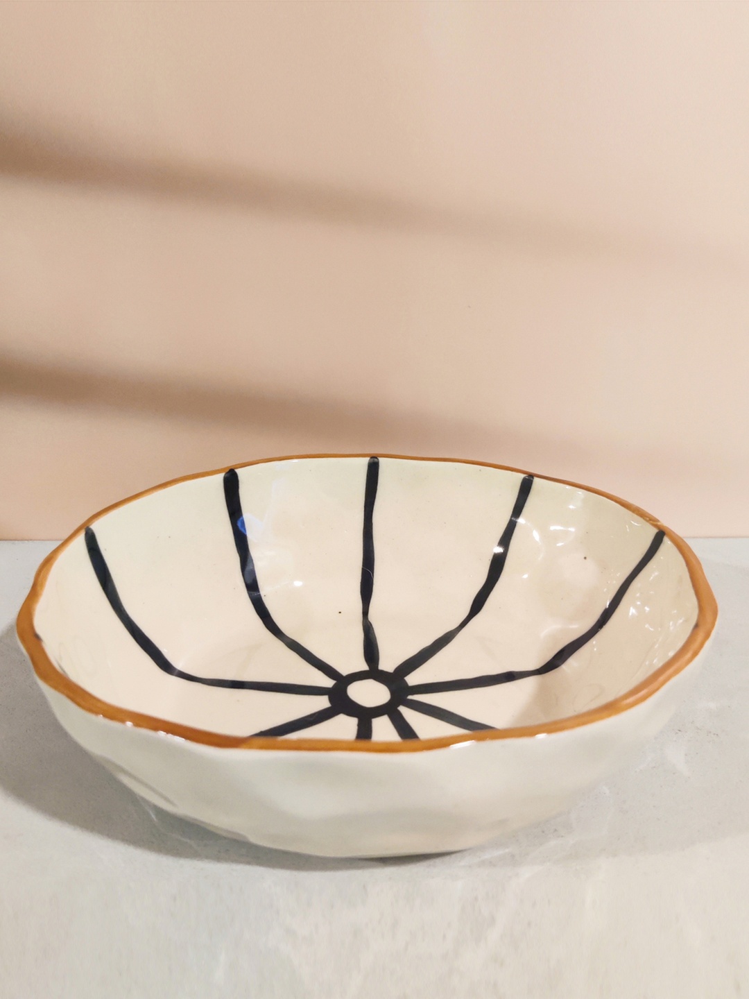 

One Posh Home White & Black Printed Ceramic Salad Bowl