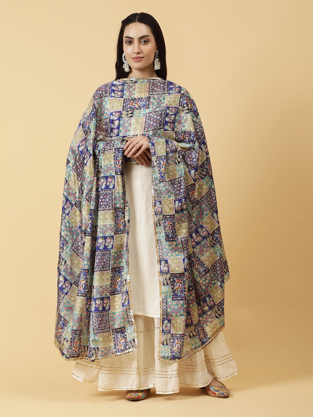 

Moda Chales Ethnic Motifs Printed Dupatta, Blue