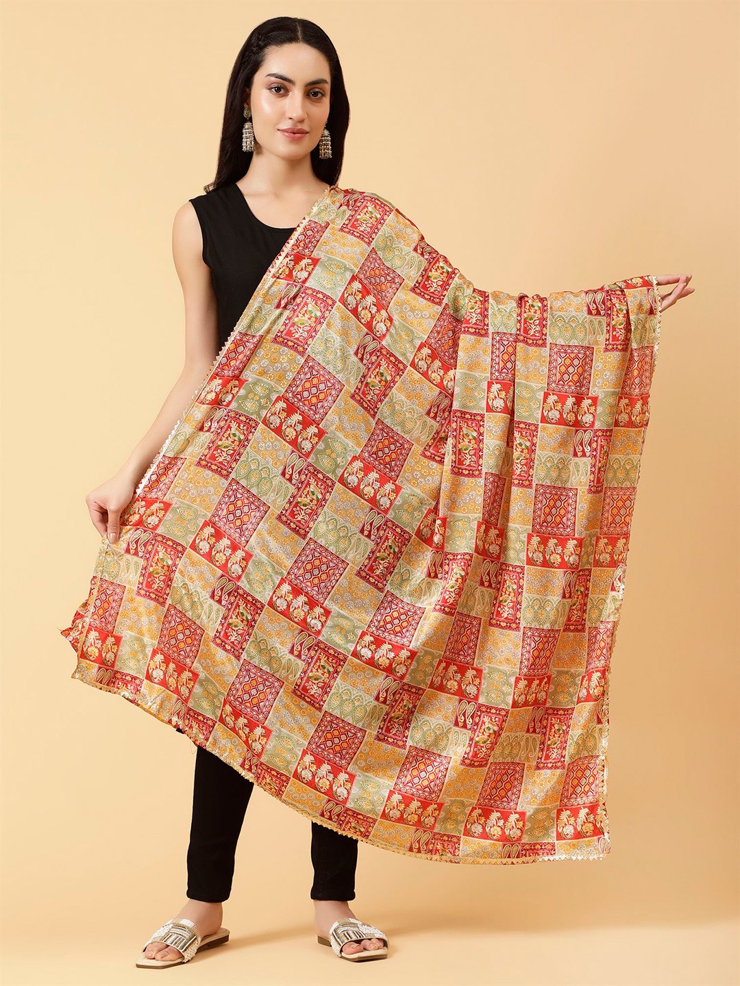 

Moda Chales Ethnic Motifs Printed Dupatta, Red