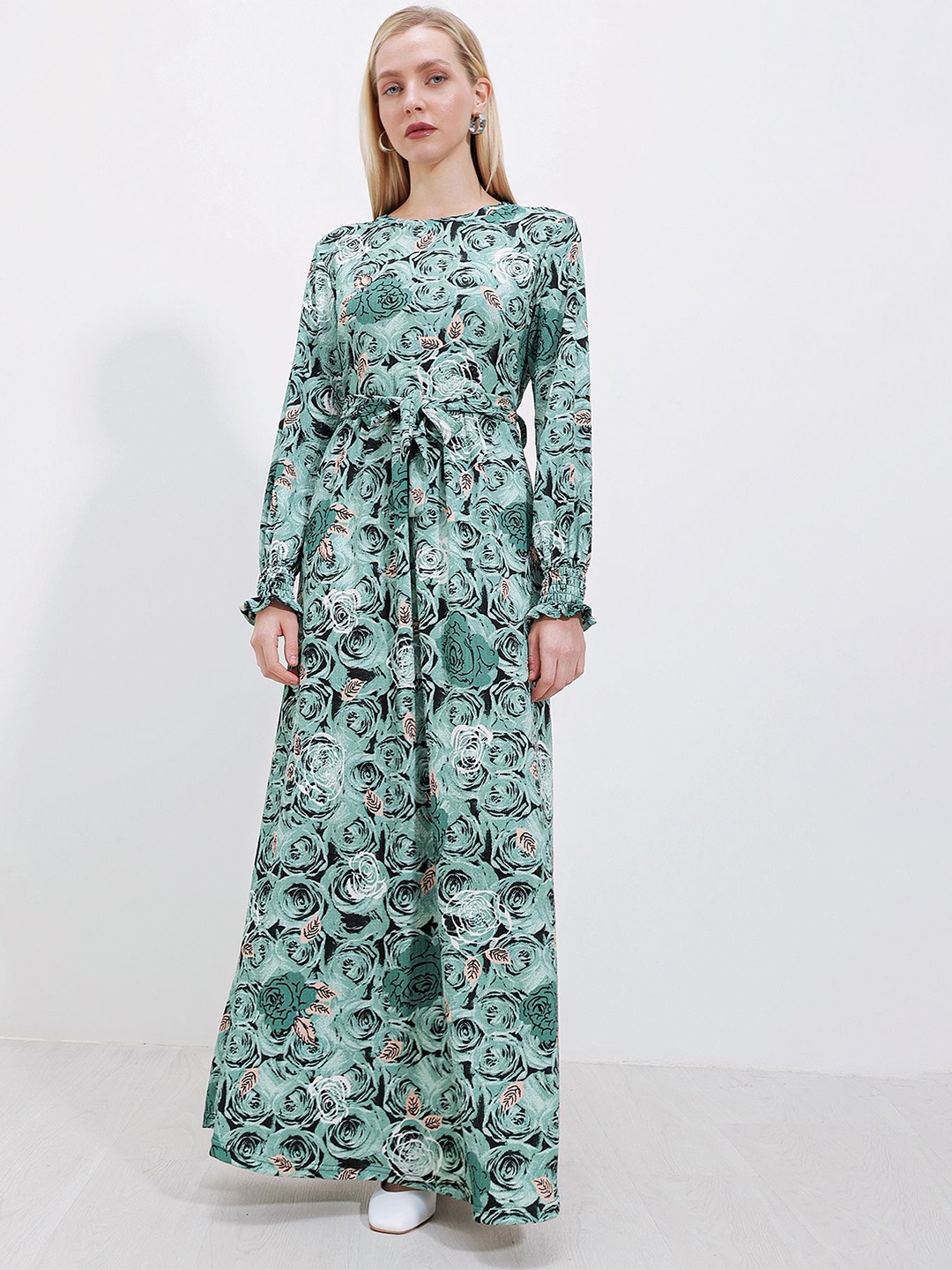 

BIGDART Floral Printed Flared Flared Sleeves Maxi Dress, Na