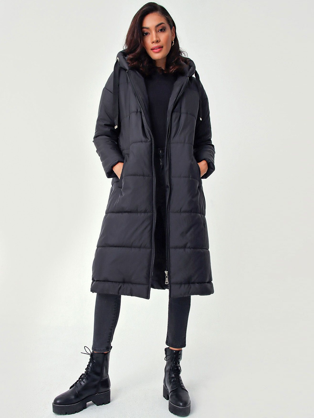 

BIGDART Hooded Longline Padded Jacket, Black