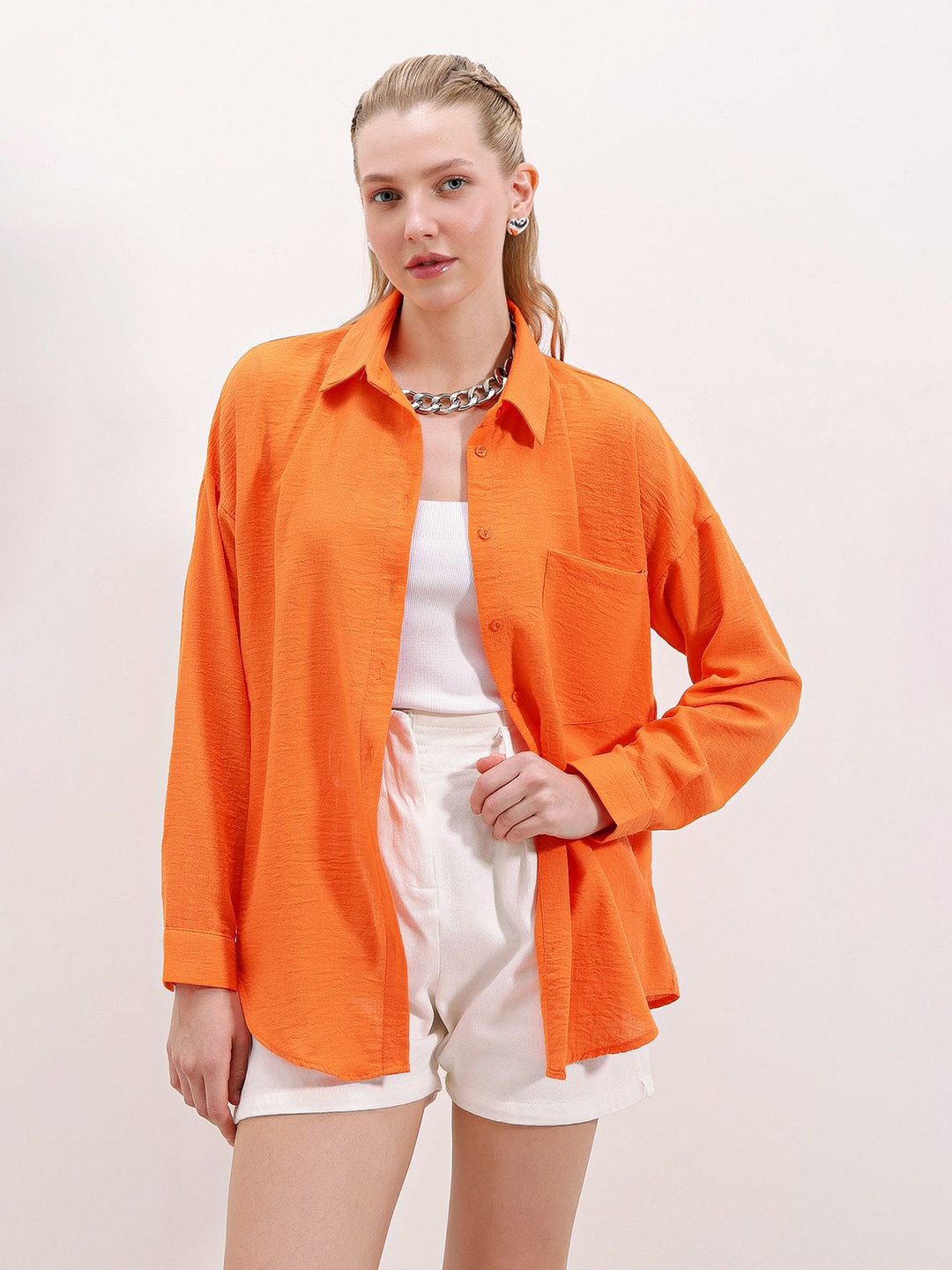 

BIGDART Spread Collar Casual Shirt, Orange