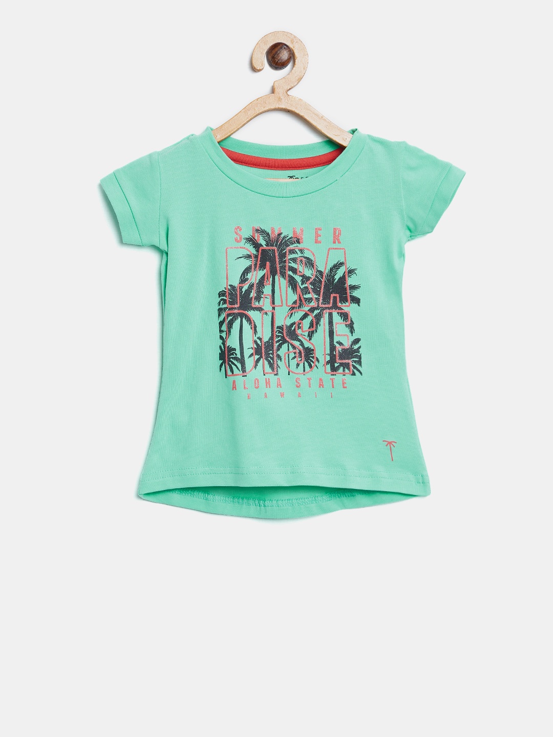 

Palm Tree Girls Green Printed Round Neck T-shirt