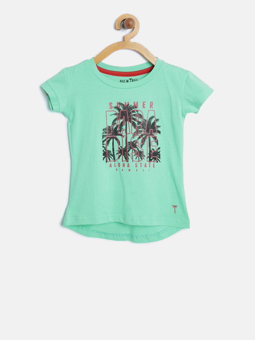

Palm Tree Girls Sea Green Printed Round Neck T-shirt