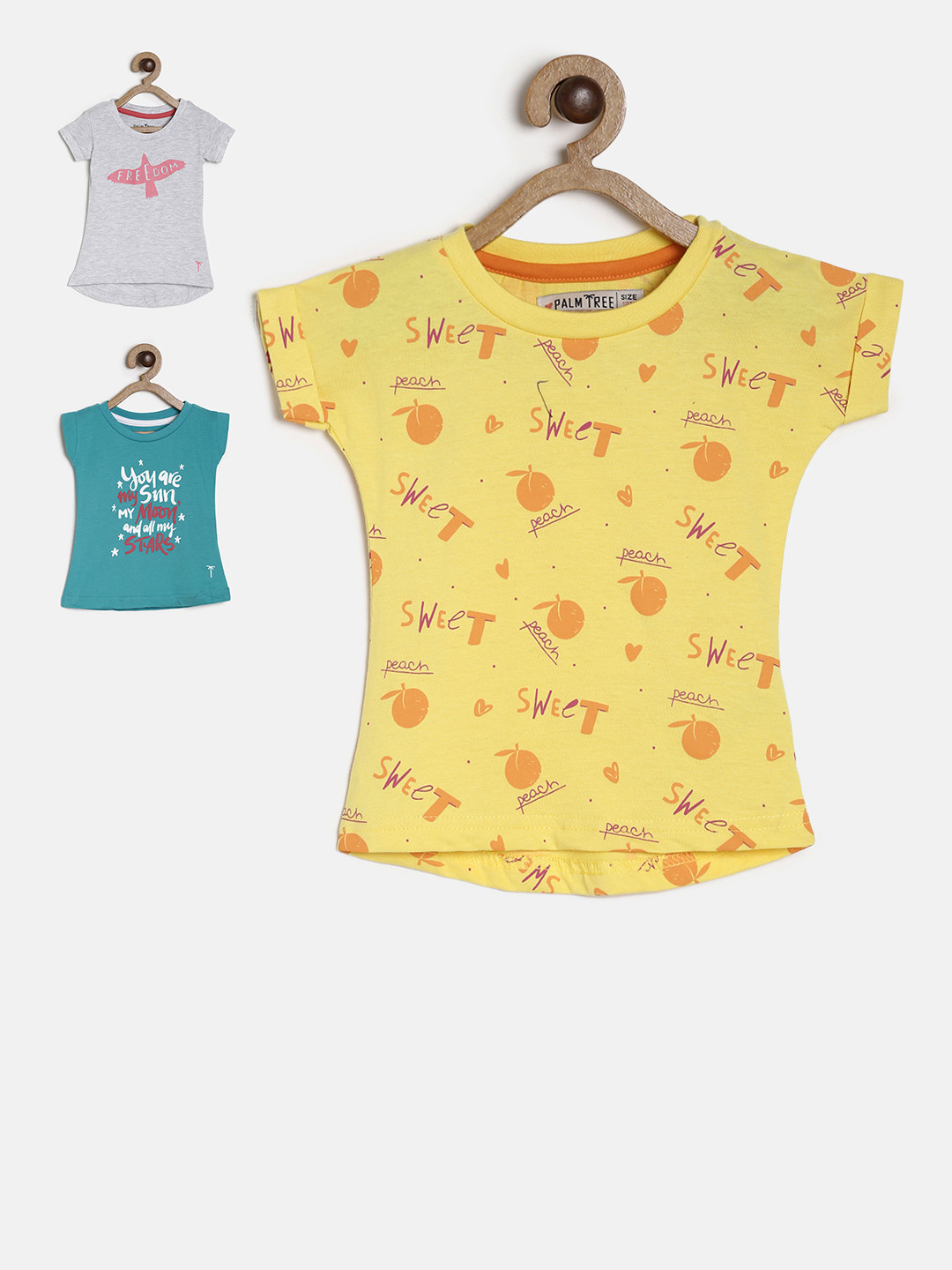 

Palm Tree Girls Pack of 3 Printed Tops, Yellow