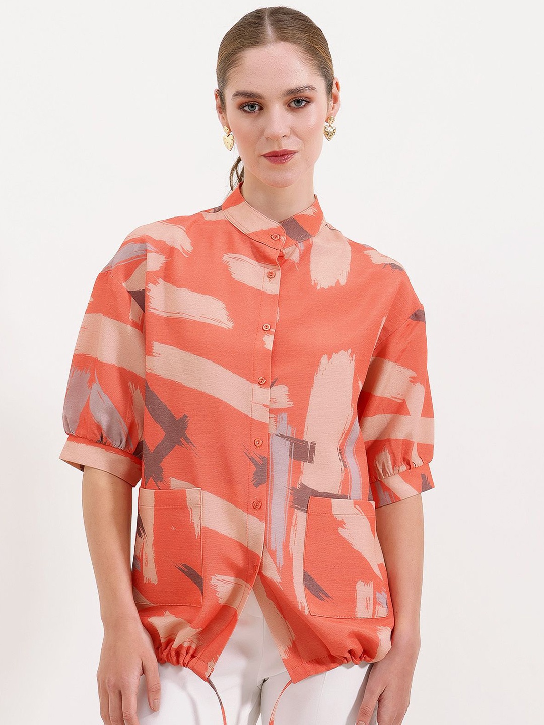 

BIGDART Abstract Printed Casual Shirt, Orange