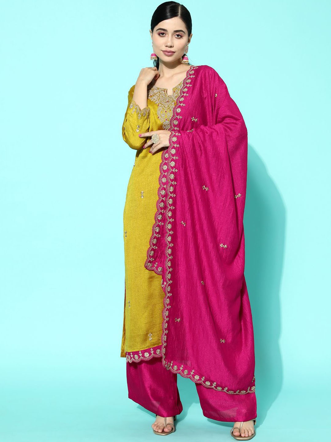 

Sangria Embroidered Kurta Sets, Yellow