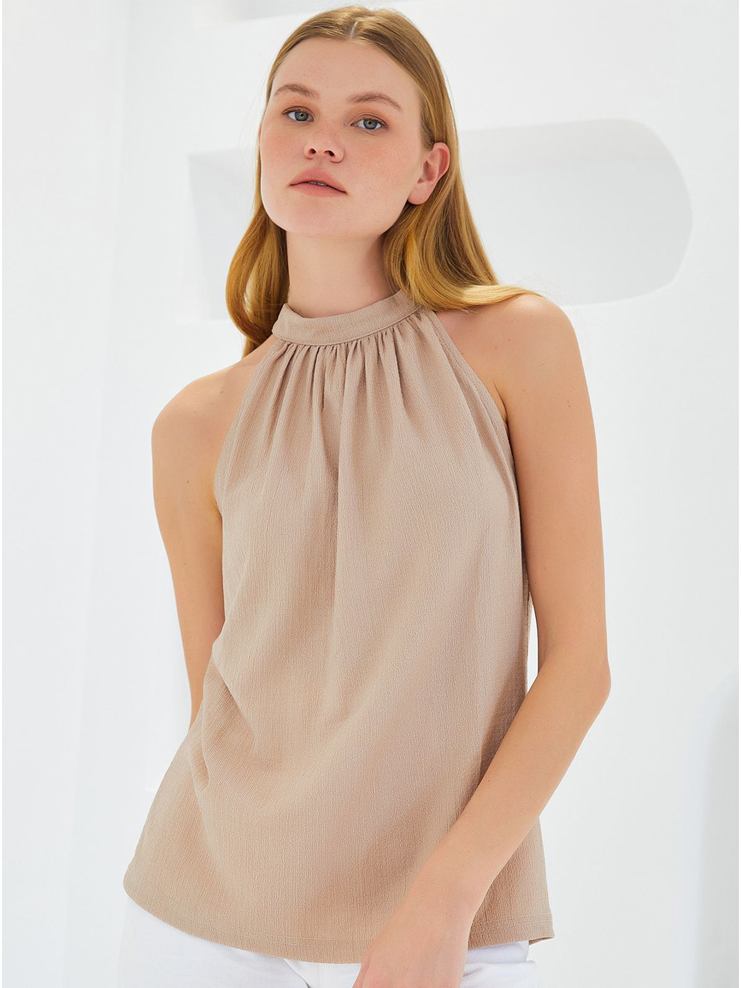 

BIGDART Halter Neck Sleeveless Top, Beige