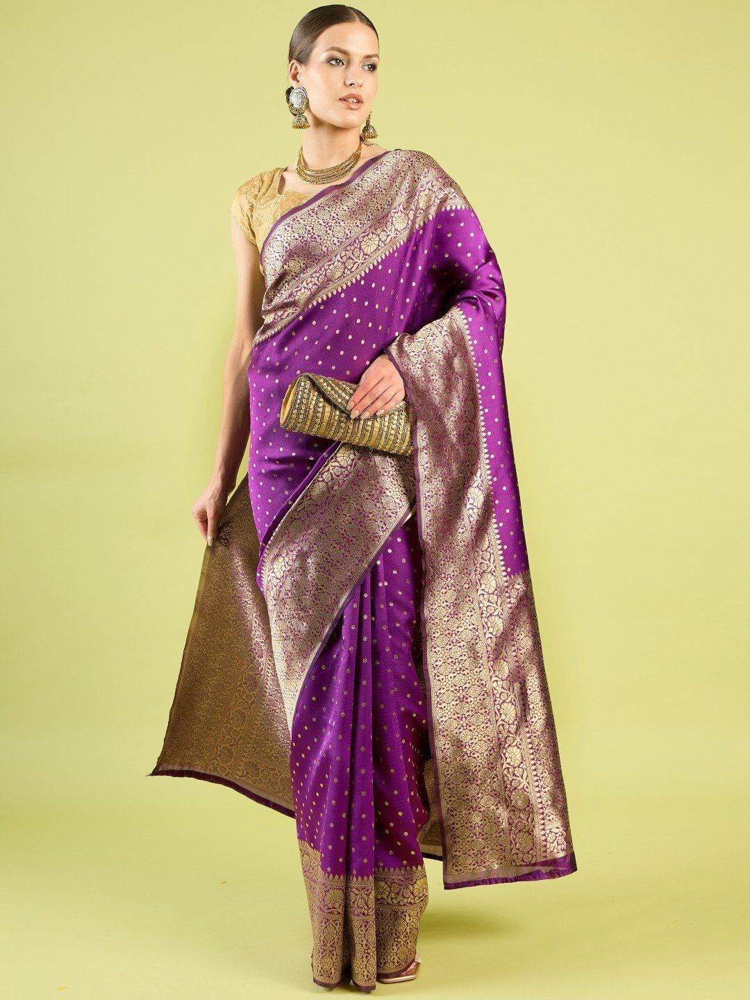 

DIVASTRI Woven Design Zari Banarasi Saree, Purple