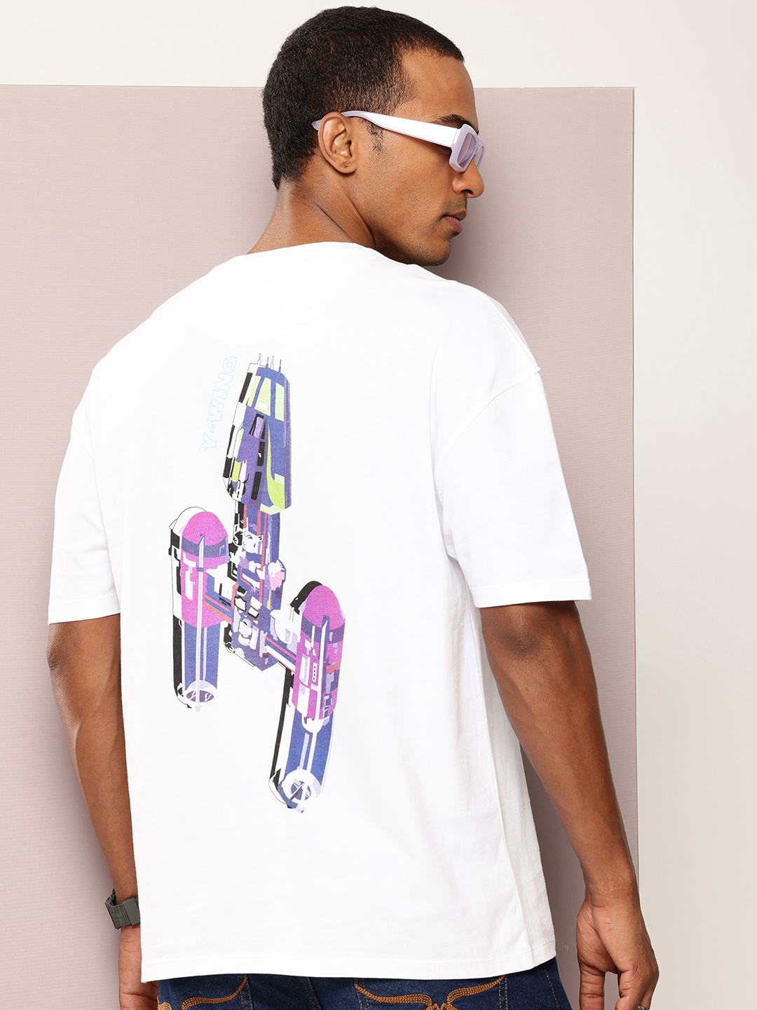 

Kook N Keech Men Star Wars Printed Drop-Shoulder Sleeves Pure Cotton T-shirt, White