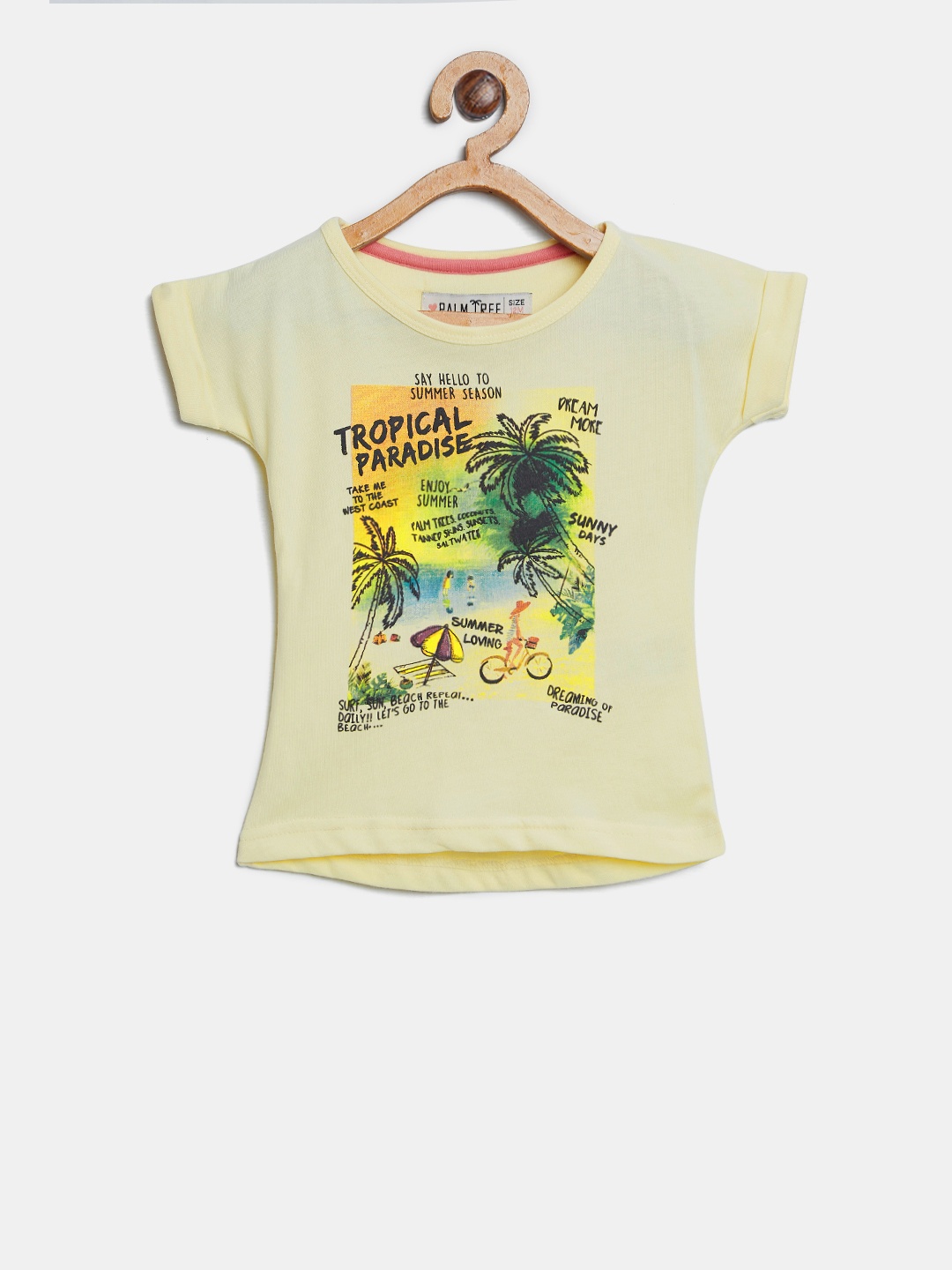 

Palm Tree Girls Yellow Printed Round Neck T-shirt