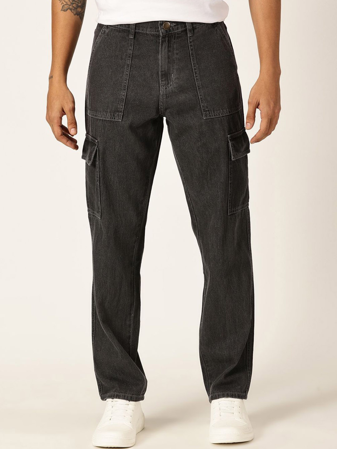 

Mast & Harbour Men Smart Relaxed Fit Pure Cotton Jeans, Black
