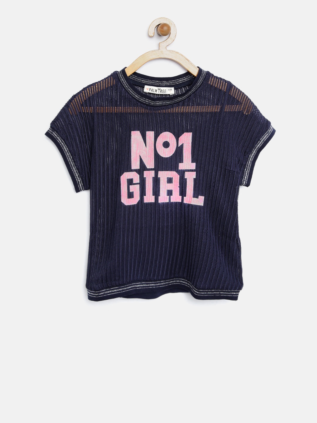 

Palm Tree Girls Navy Printed Top, Navy blue