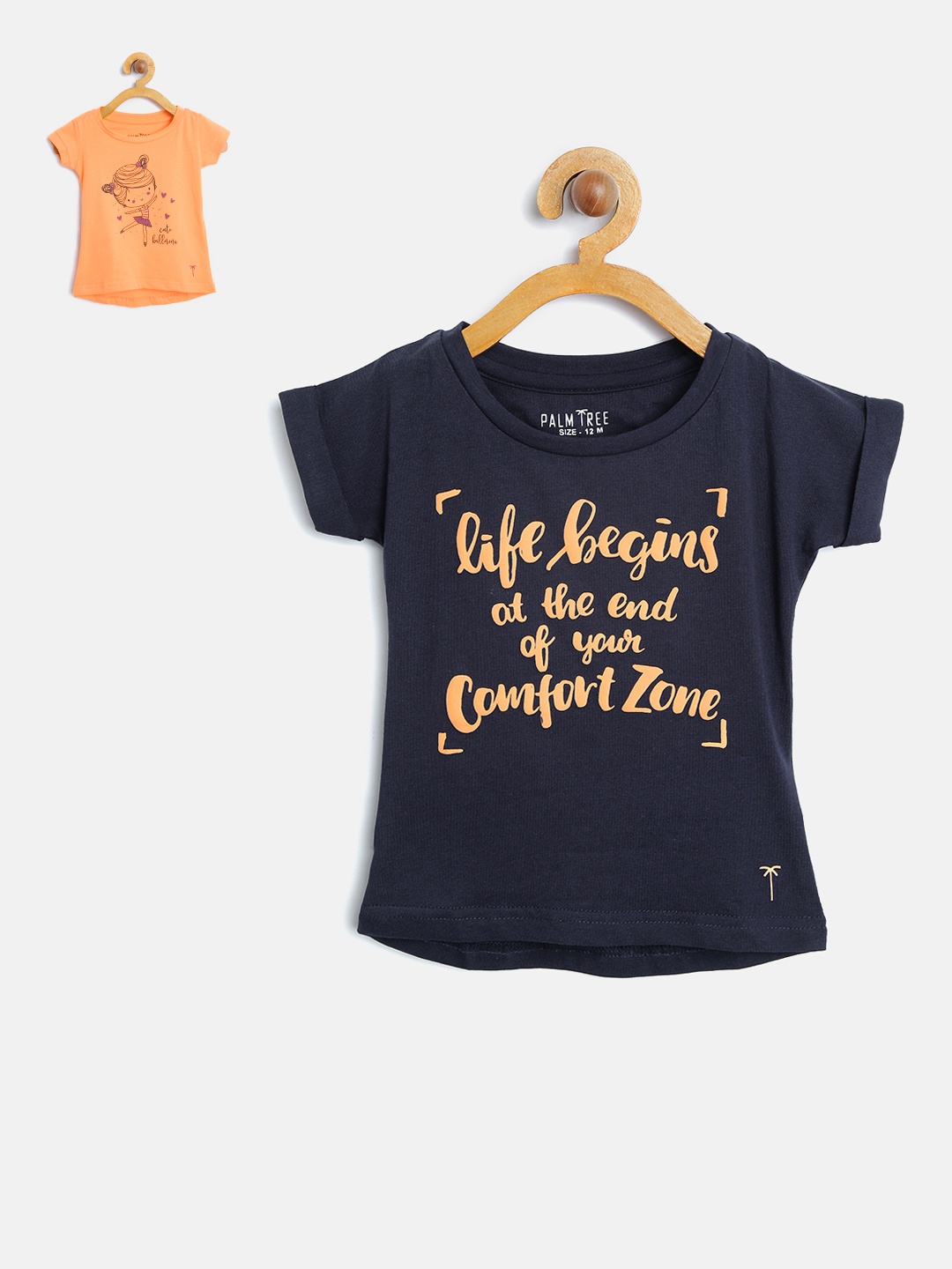 

Palm Tree Girls Pack of 2 Round Neck T-shirts, Navy blue