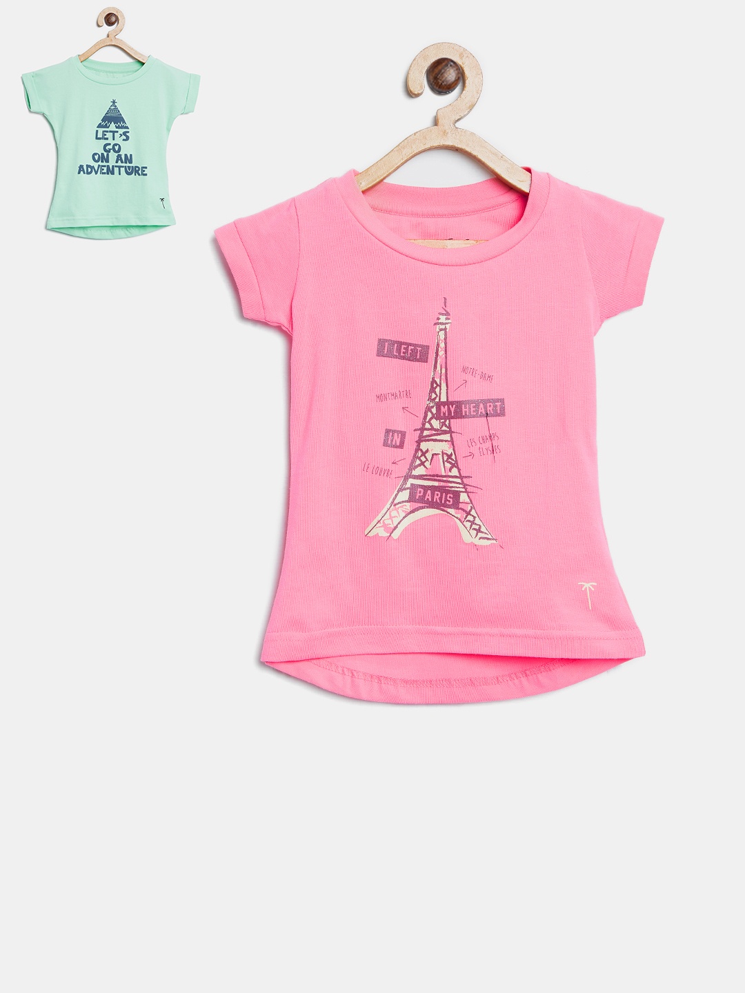 

Palm Tree Girls Pack of 2 Printed T-shirts, Pink