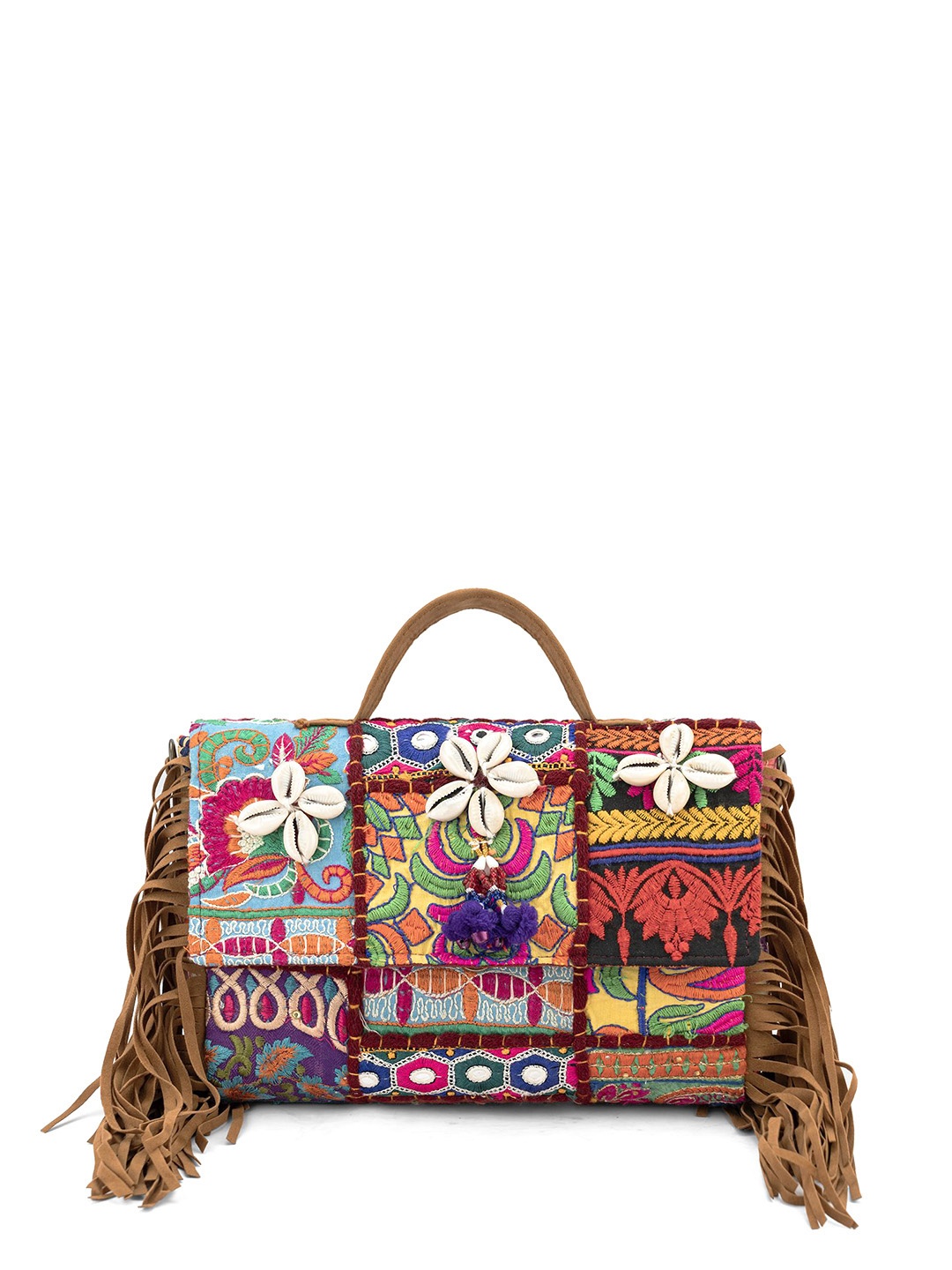 

Goatter Embroidered Structured Handheld Bag with Tasselled, Pink