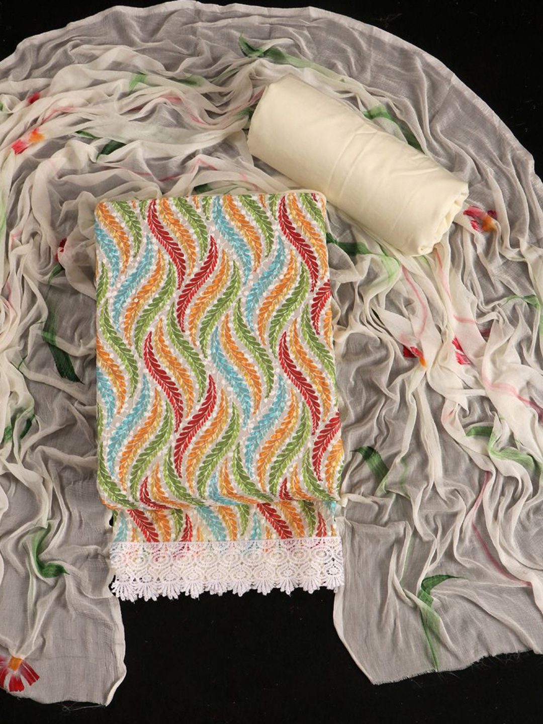 ASISA Woven Design Unstitched Dress Material, Cream