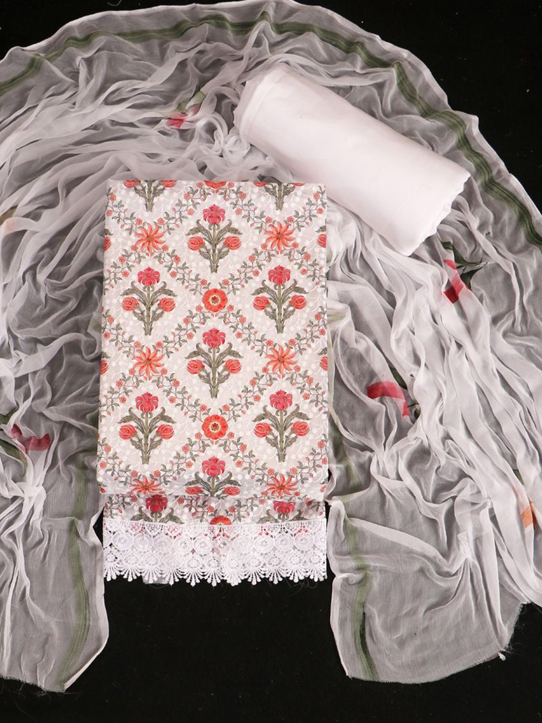 

ASISA Woven Design Unstitched Dress Material, White