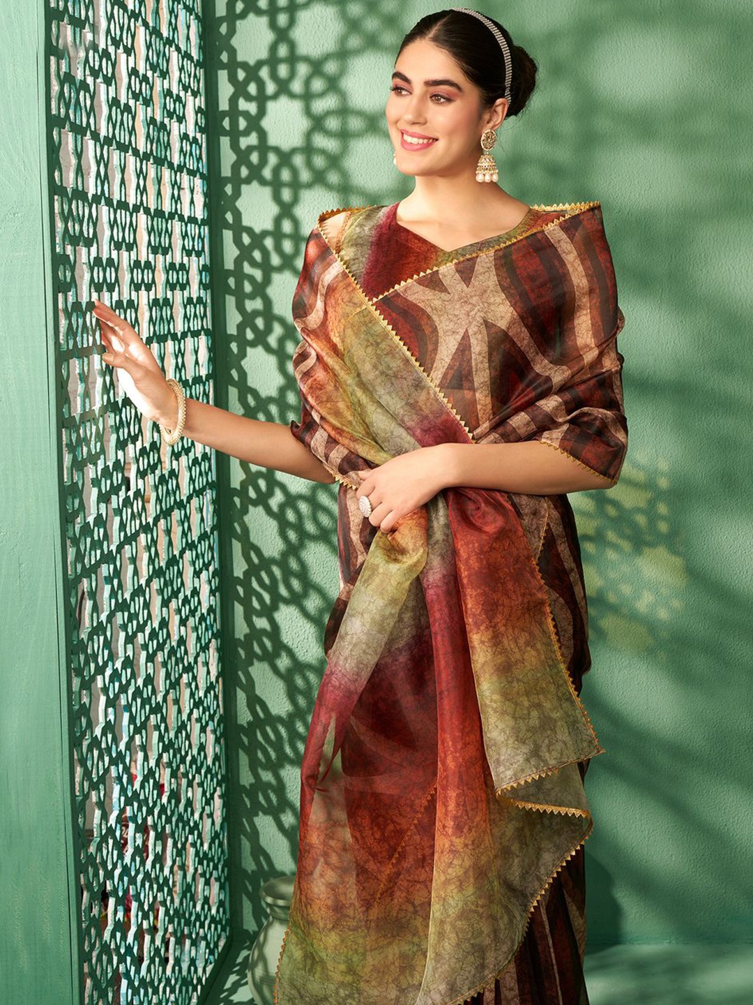 

Sangria Organza Saree, Coffee brown