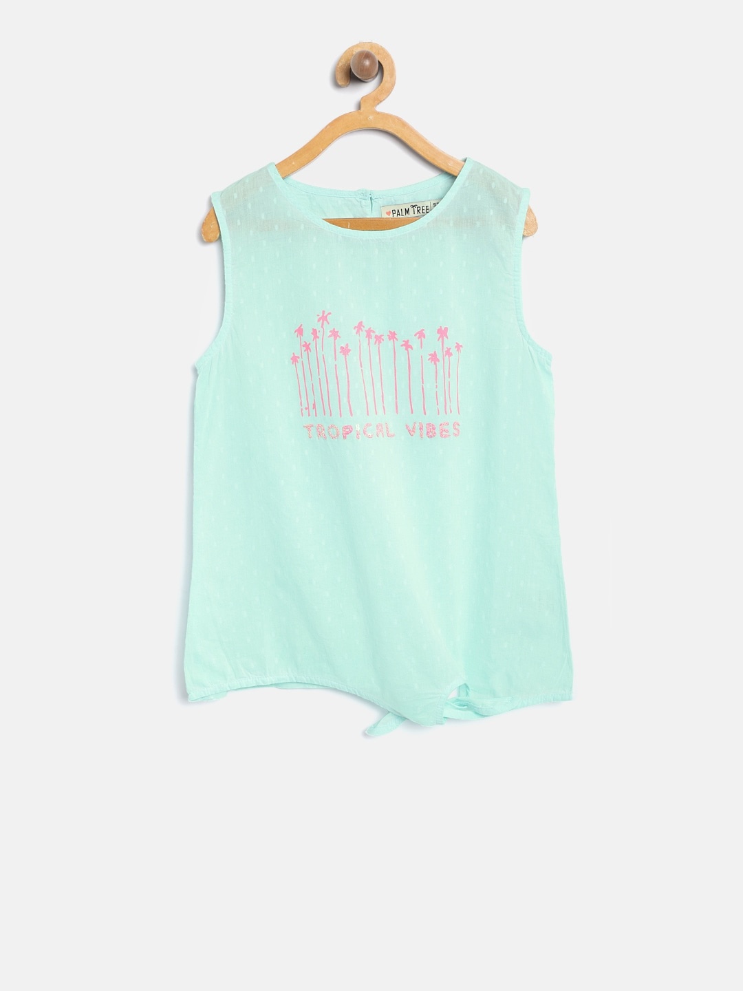 

Palm Tree Girls Sea Green Printed Semi-Sheer Top